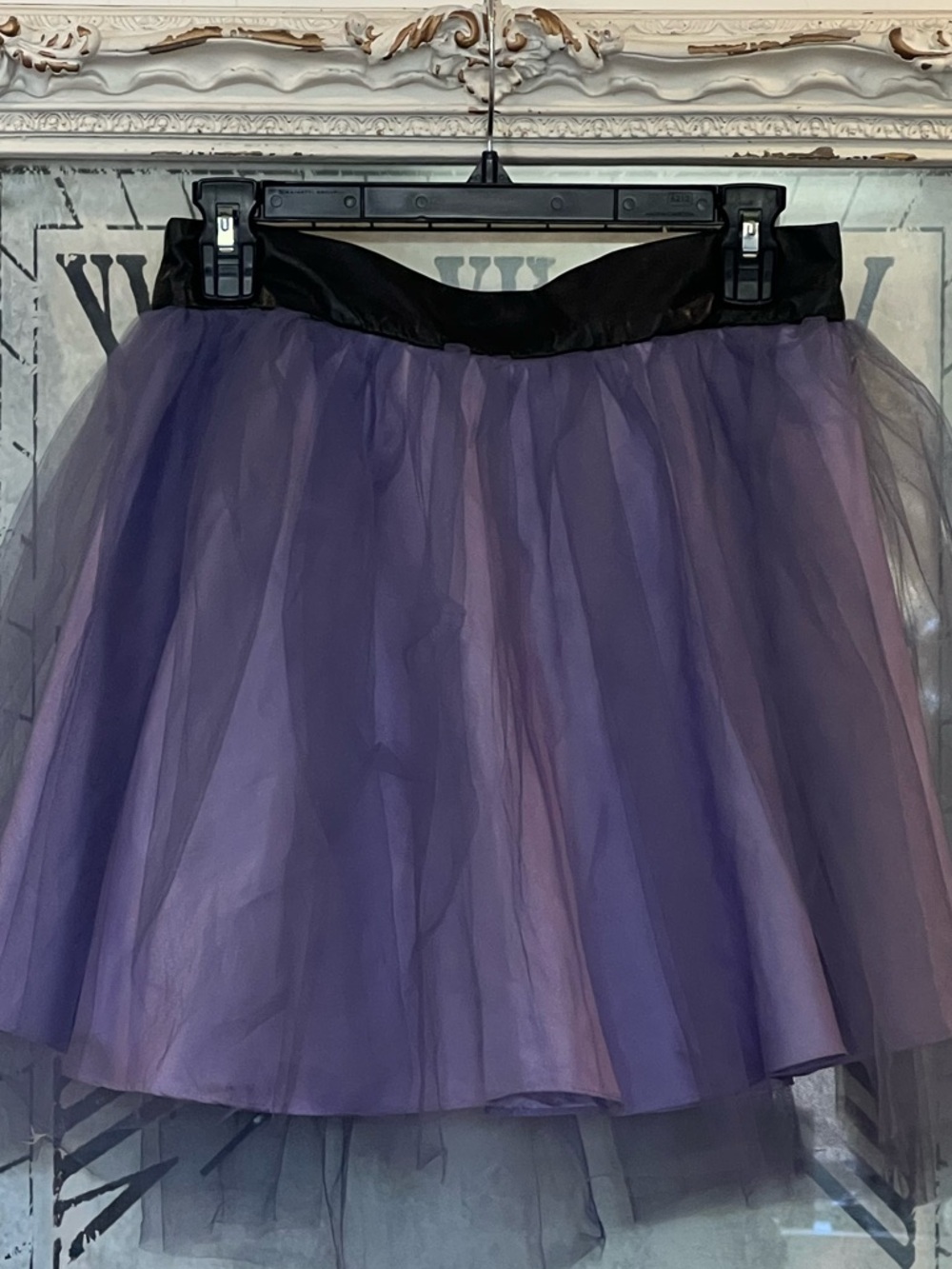 Free People Lavender/Purple Tulle Mini Skirt with Black Waistband